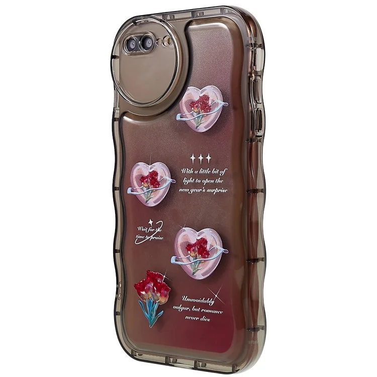 Für iPhone 7 Plus / 8 Plus 5,5 Zoll stoßfeste musterbedruckte Hülle Wellenförmiger Rand Weiche TPU Handyhülle - Transparent Schwarz / Herz