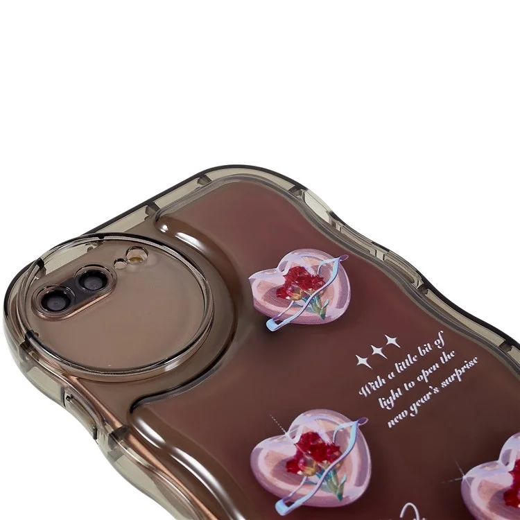 Für iPhone 7 Plus / 8 Plus 5,5 Zoll stoßfeste musterbedruckte Hülle Wellenförmiger Rand Weiche TPU Handyhülle - Transparent Schwarz / Herz