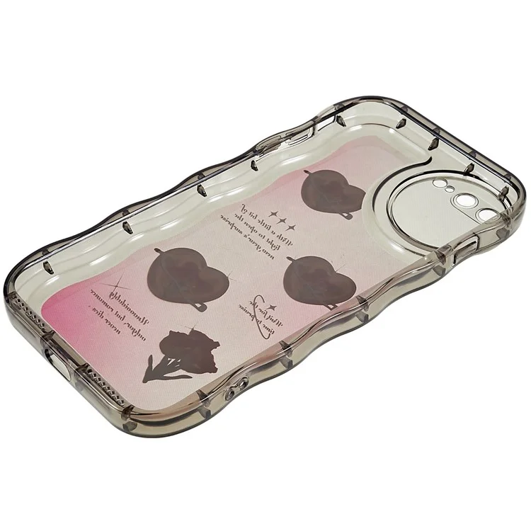 Für iPhone 7 Plus / 8 Plus 5,5 Zoll stoßfeste musterbedruckte Hülle Wellenförmiger Rand Weiche TPU Handyhülle - Transparent Schwarz / Herz