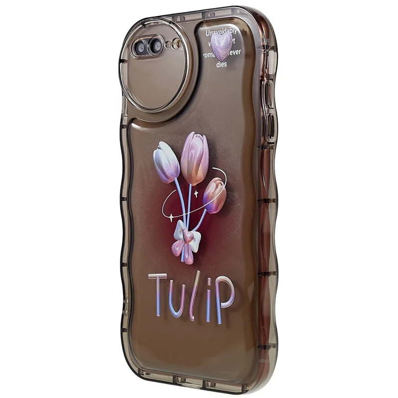Para iPhone 7 Plus / 8 Plus 5.5 pulgadas Funda protectora con patrón impreso Borde con forma de ola Funda de teléfono de TPU suave - Negro transparente / Tulipán