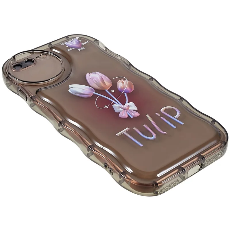Para iPhone 7 Plus / 8 Plus 5.5 pulgadas Funda protectora con patrón impreso Borde con forma de ola Funda de teléfono de TPU suave - Negro transparente / Tulipán