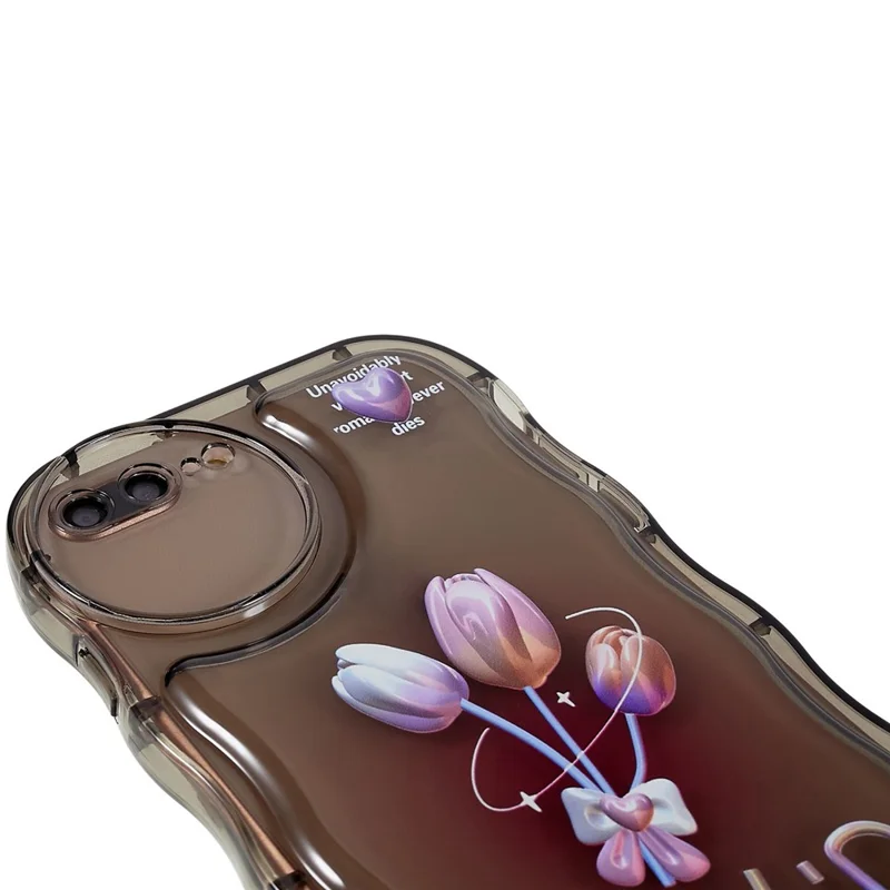 Para iPhone 7 Plus / 8 Plus 5.5 pulgadas Funda protectora con patrón impreso Borde con forma de ola Funda de teléfono de TPU suave - Negro transparente / Tulipán