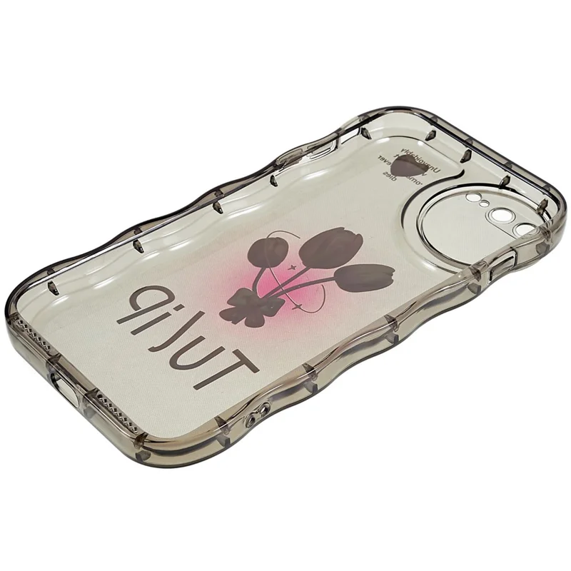 Para iPhone 7 Plus / 8 Plus 5.5 pulgadas Funda protectora con patrón impreso Borde con forma de ola Funda de teléfono de TPU suave - Negro transparente / Tulipán