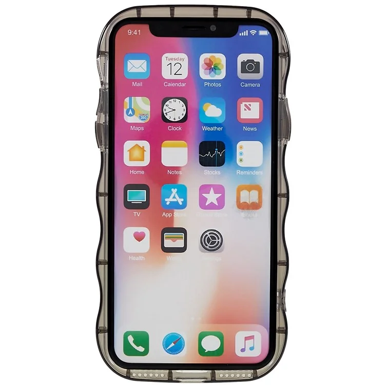 Para Iphone X / XS 5.8 Pulgadas Anti-drop Patrón Anti-ropa Cubierta Impresa en Forma de Onda Case de Teléfono TPU Suave - Negro Transparente / Corazón