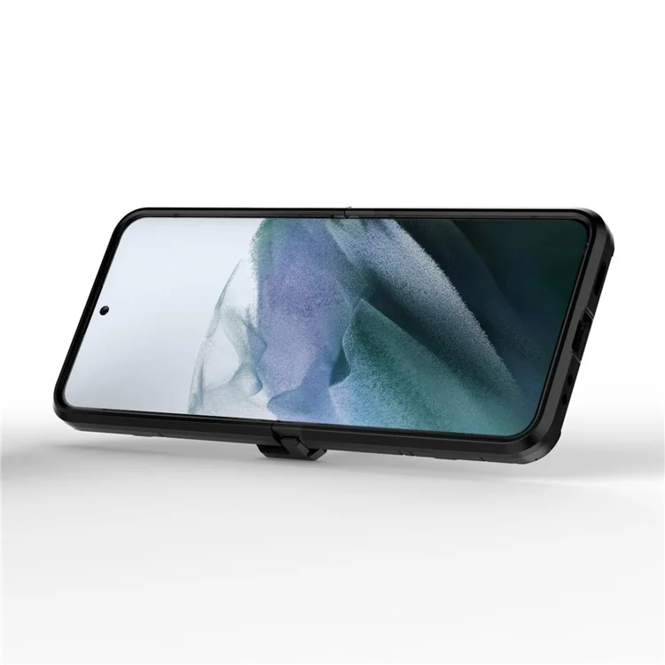Pour Samsung Galaxy Z Flip4 5G Rotatable Ring Holder Kickstand Phone Case Kickstand Hard PC Soft TPU Shock Absorption Cover - Noir