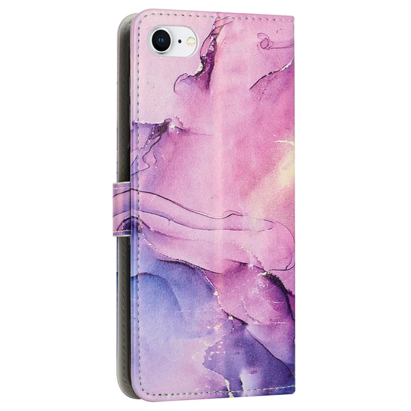 Voor iPhone 6 / 7 / 8 4,7 inch / SE (2020) / (2022) PU Leer Standhoes met Marmerpatroon, Magnetische Sluiting, Telefoonportemonnee met Bandje - Paars