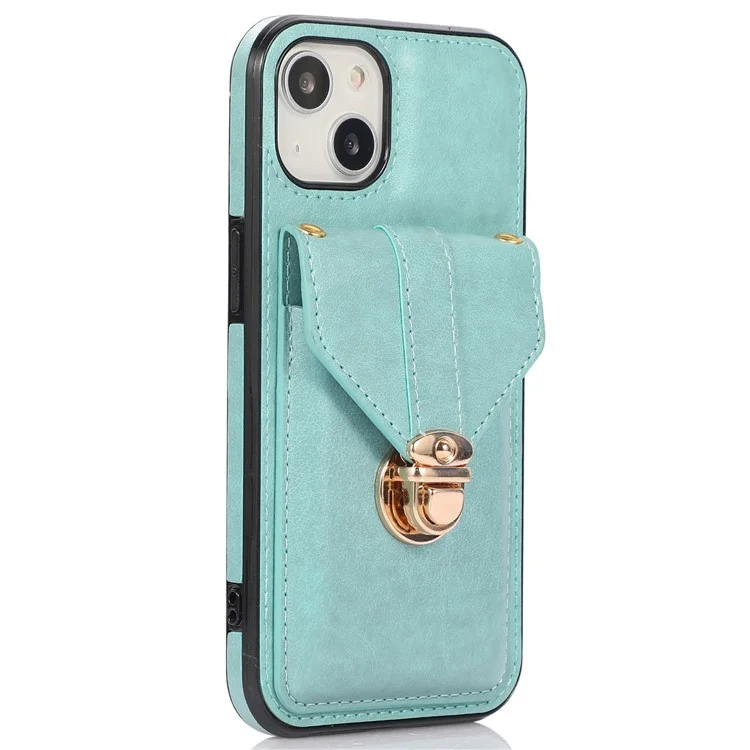 Für Das Iphone 14 Max. 6,7 Zoll Staubdes Pu-leder+tpu Anti-kratzer-telefon Cover Kickstand-telefonhülle Mit Schultergurt - Grün