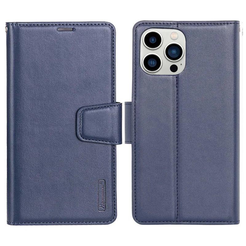HANMAN Mill -serie Lederhülle Für Iphone 13 Pro Max 6,7 Zoll, Brieftasche Ganzkörperschutz Magnetische Schließung Telefonabdeckung - Saphir