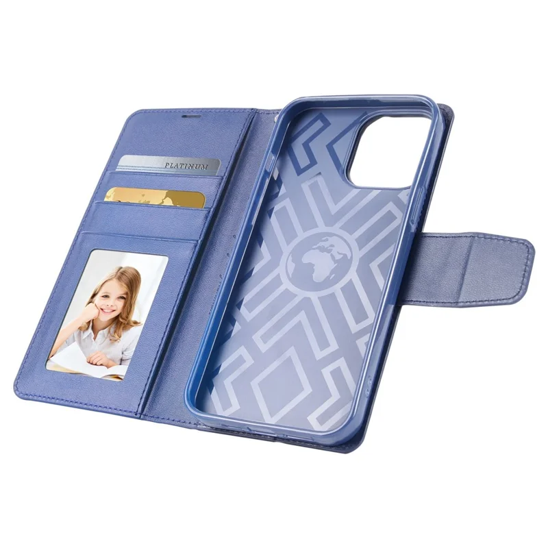HANMAN Mill -serie Lederhülle Für Iphone 13 Pro Max 6,7 Zoll, Brieftasche Ganzkörperschutz Magnetische Schließung Telefonabdeckung - Saphir