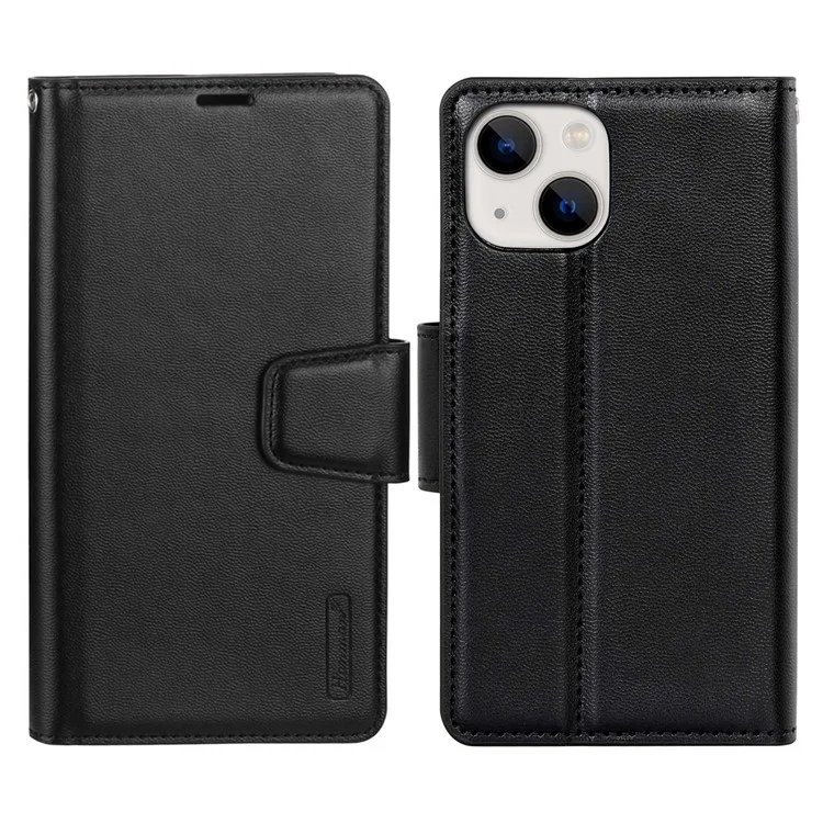 HANMAN Mill Series per iPhone 12 / 12 Pro 6.1 pollici Stand Phone Case Custodia in Pelle PU + TPU Resistente ai Graffi Cover Portafoglio - Nero