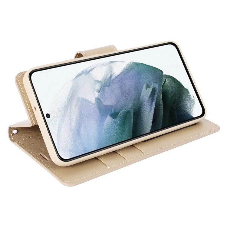 Hanman Mill Series Folio Flip Case Pour Samsung Galaxy S22 5G Couverture de Téléphone Anti-drop pu - or