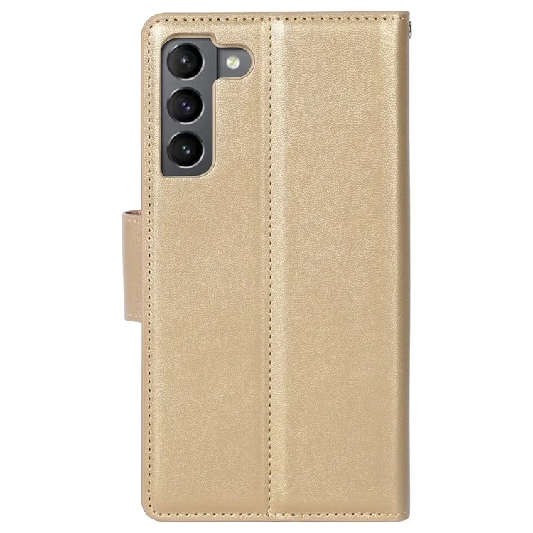 Hanman Mill Series Folio Flip Case Pour Samsung Galaxy S22 5G Couverture de Téléphone Anti-drop pu - or