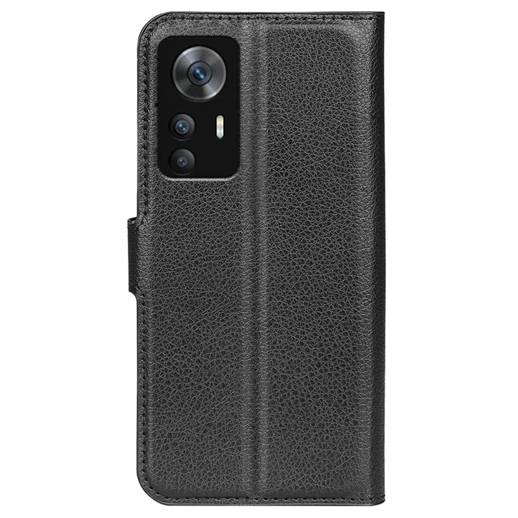 For Xiaomi Redmi K50 Ultra 5G Anti-scratch Phone Cover Litchi Texture Folio Flip Wallet Case PU Leather Stand Protective Shell - Black