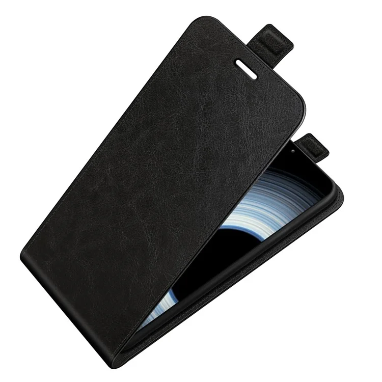 For Xiaomi Redmi K50 Ultra 5G / 12T 5G Vertical Flip Crazy Horse Texture Phone Case PU Leather TPU Full Protection Cover with Card Holder - Black