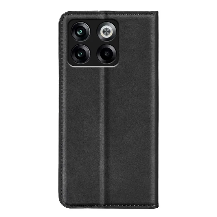For OnePlus Ace Pro 5G / 10T 5G Skin-touch Feeling PU Leather Case Magnetic Auto-absorbed Stand Wallet Folio Flip Phone Cover - Black