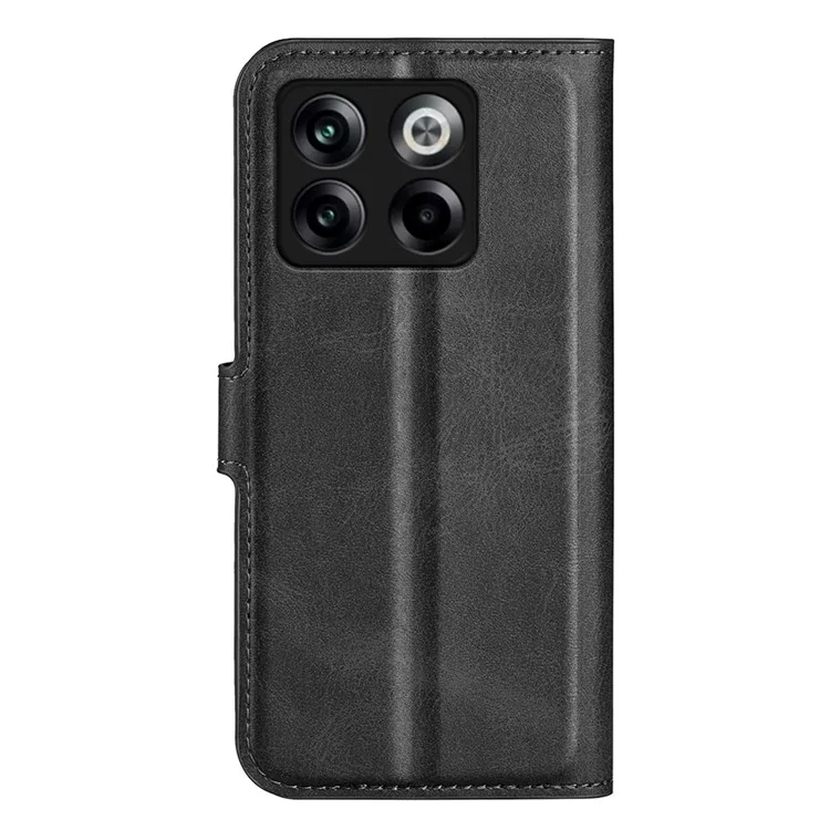 For OnePlus Ace Pro 5G / 10T 5G Square Magnetic Clasp Folio Flip Textured PU Leather Cover Inner TPU Phone Case with Wallet Stand - Black