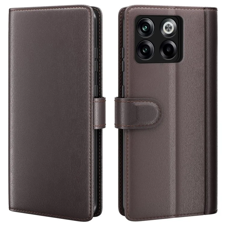 For OnePlus Ace Pro 5G / 10T 5G Case Genuine Split Leather Phone Cover with Wallet Stand - Brown