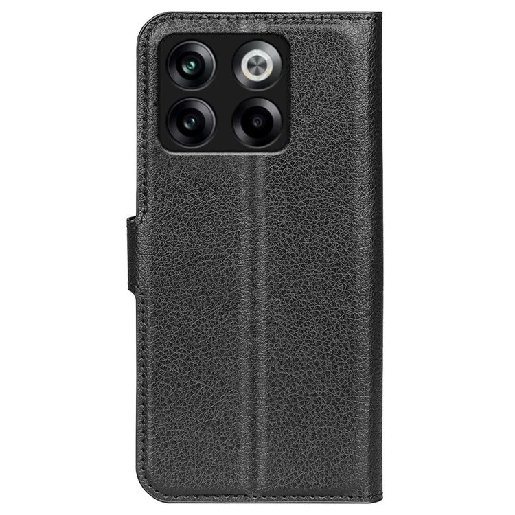 Para OnePlus Ace Pro 5G / 10T 5G Litchi Texture Folio Flip Phone Case PU Leather Wallet Stand Protective Cover - Preto