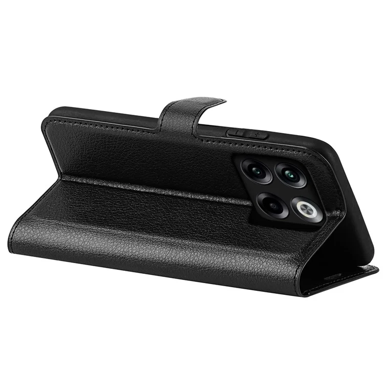 Para OnePlus Ace Pro 5G / 10T 5G Litchi Texture Folio Flip Phone Case PU Leather Wallet Stand Protective Cover - Preto