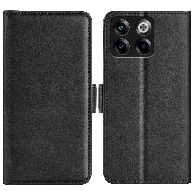 Pour OnePlus Ace Pro 5G Stand Portefeuille Texturant PU Cuir Dual Magnetic Clasp Folio Flio Téléphone Couverture - le Noir
