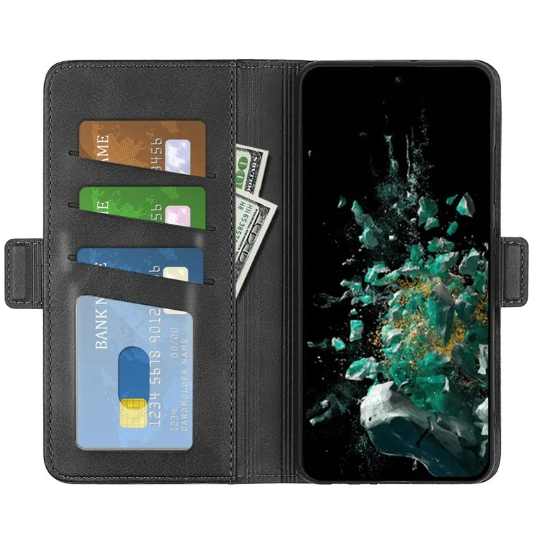 Pour OnePlus Ace Pro 5G Stand Portefeuille Texturant PU Cuir Dual Magnetic Clasp Folio Flio Téléphone Couverture - le Noir