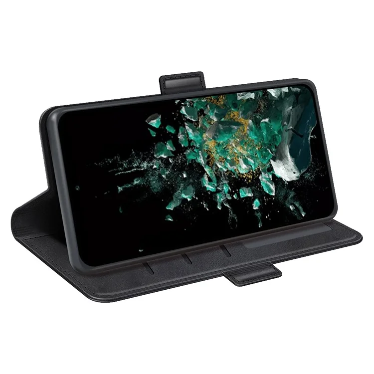 Pour OnePlus Ace Pro 5G Stand Portefeuille Texturant PU Cuir Dual Magnetic Clasp Folio Flio Téléphone Couverture - le Noir