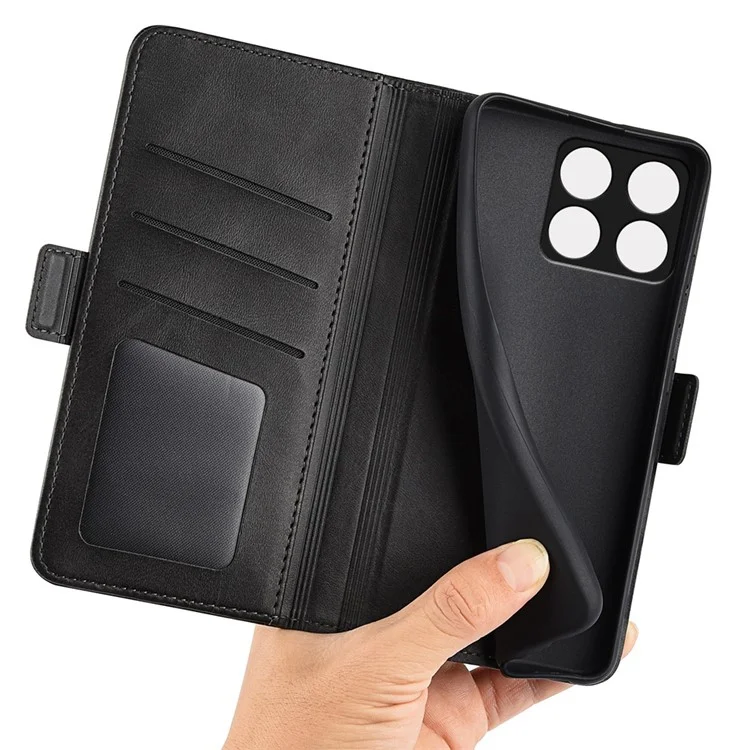 Pour OnePlus Ace Pro 5G Stand Portefeuille Texturant PU Cuir Dual Magnetic Clasp Folio Flio Téléphone Couverture - le Noir