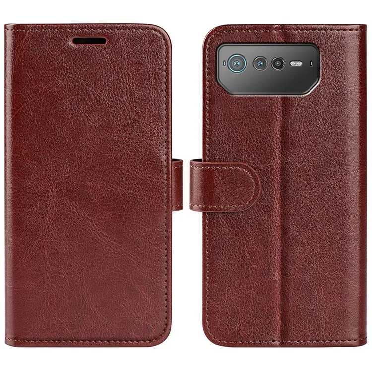 Para Asus Rog Telefone 6 5G Crazy Horse Texture Case PU Leather + TPU Stand Stand Stand Phone Shell - Castanho