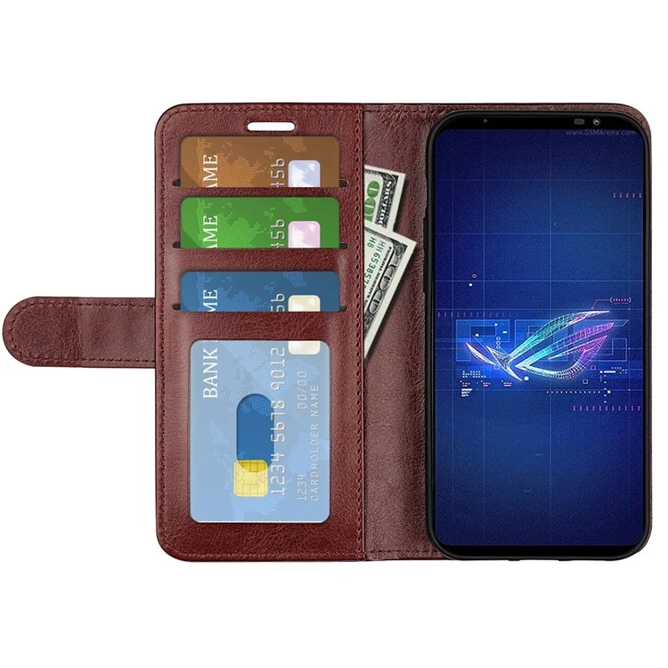 Para Asus Rog Telefone 6 5G Crazy Horse Texture Case PU Leather + TPU Stand Stand Stand Phone Shell - Castanho