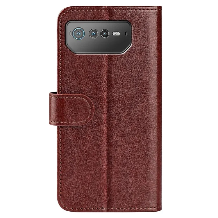 Para Asus Rog Telefone 6 5G Crazy Horse Texture Case PU Leather + TPU Stand Stand Stand Phone Shell - Castanho