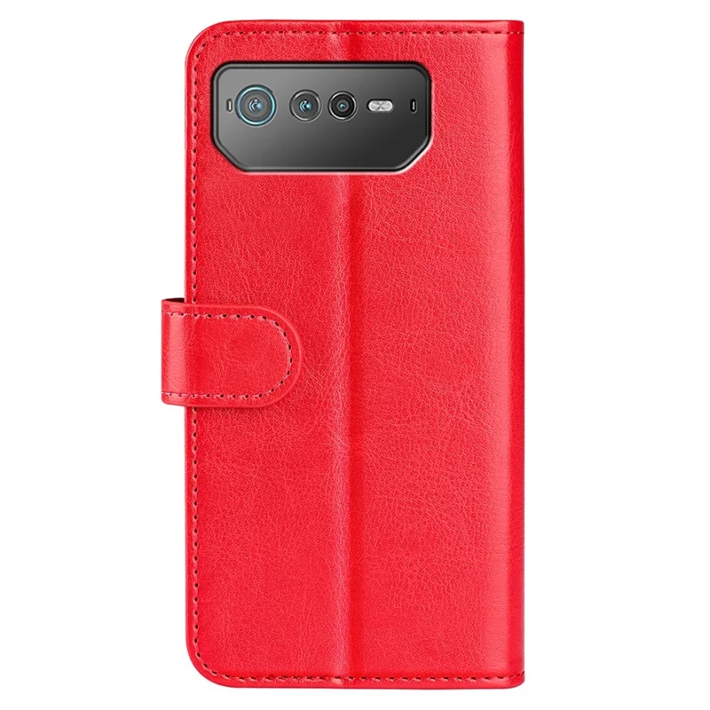 For Asus ROG Phone 6 5G Crazy Horse Texture Case PU Leather + TPU Drop-proof Stand Wallet Phone Shell - Red