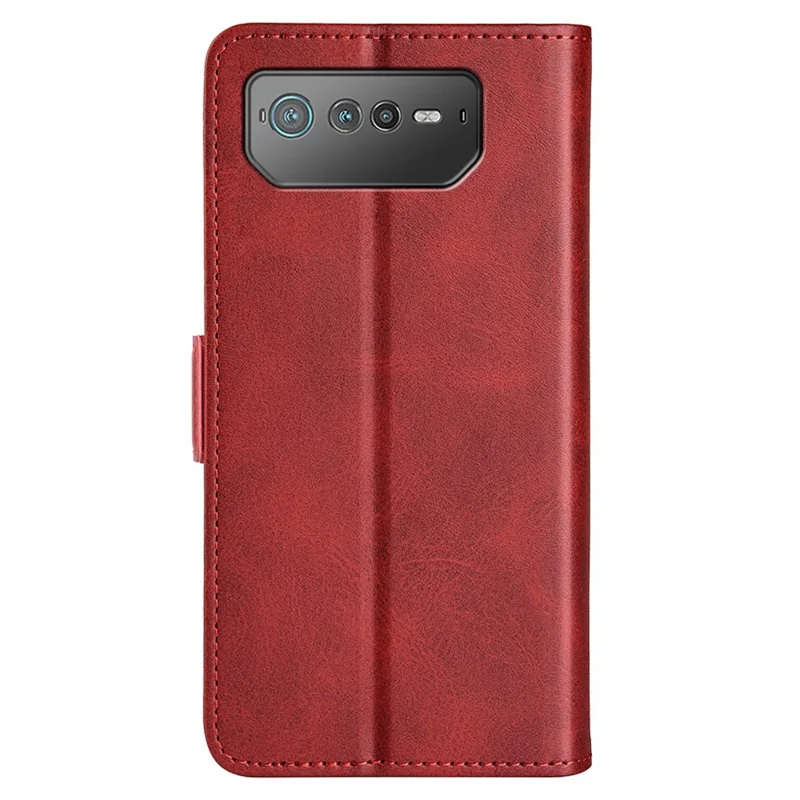For Asus ROG Phone 6 5G Textured PU Leather Full Protection Wallet Phone Case Folio Flip Foldable Stand Cover - Red
