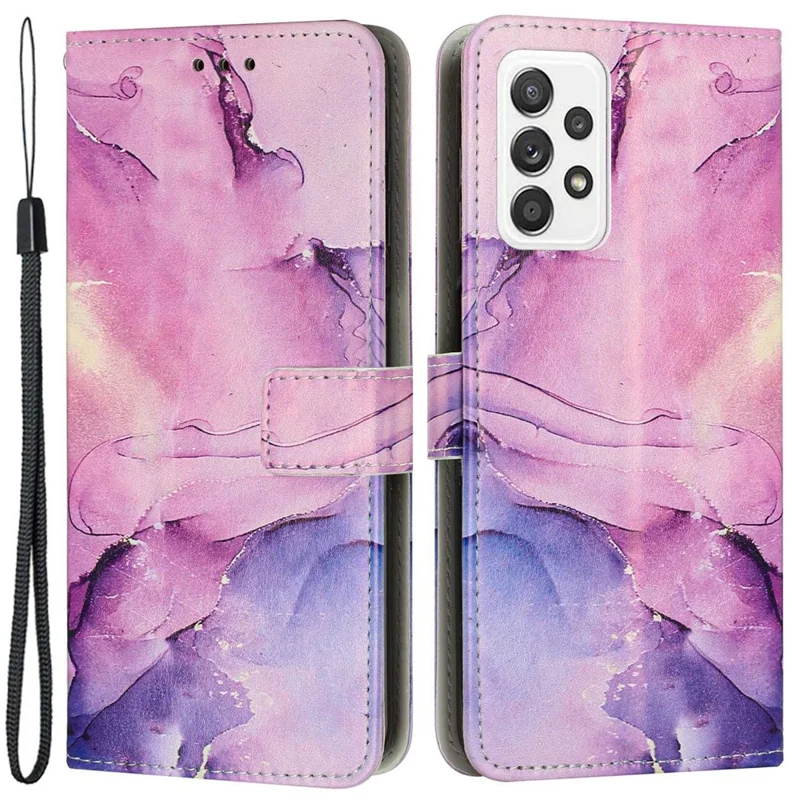 Per Samsung Galaxy A33 5G PU Pettura Pettura in Motore di Motore di Motore Casa Della Flup Anti-drop Coperchio - Viola