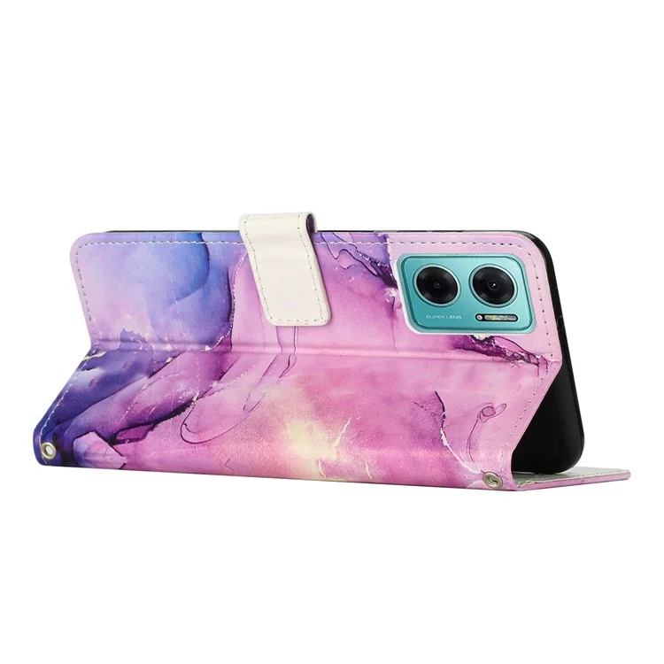 Für Xiaomi Redmi 10 5g / Redmi 10 Prime+ 5g / Hinweis 11E 5G PU Leder Marmor Muster Druckkoffer Drop-proof-telefonabdeckung Mit Stand Wallet - Violett