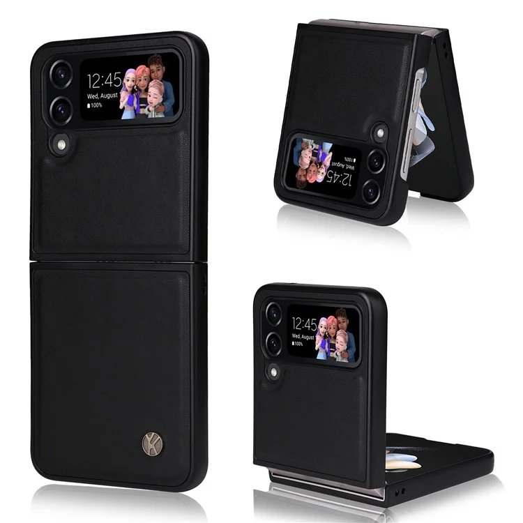 YIKATU For Samsung Galaxy Z Flip4 5G Anti-drop Case Shockproof Phone Cover PU Leather + TPU Phone Protector - Black