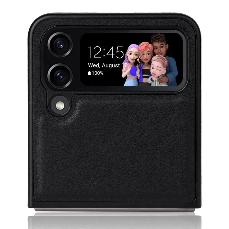 YIKATU For Samsung Galaxy Z Flip4 5G Anti-drop Case Shockproof Phone Cover PU Leather + TPU Phone Protector - Black