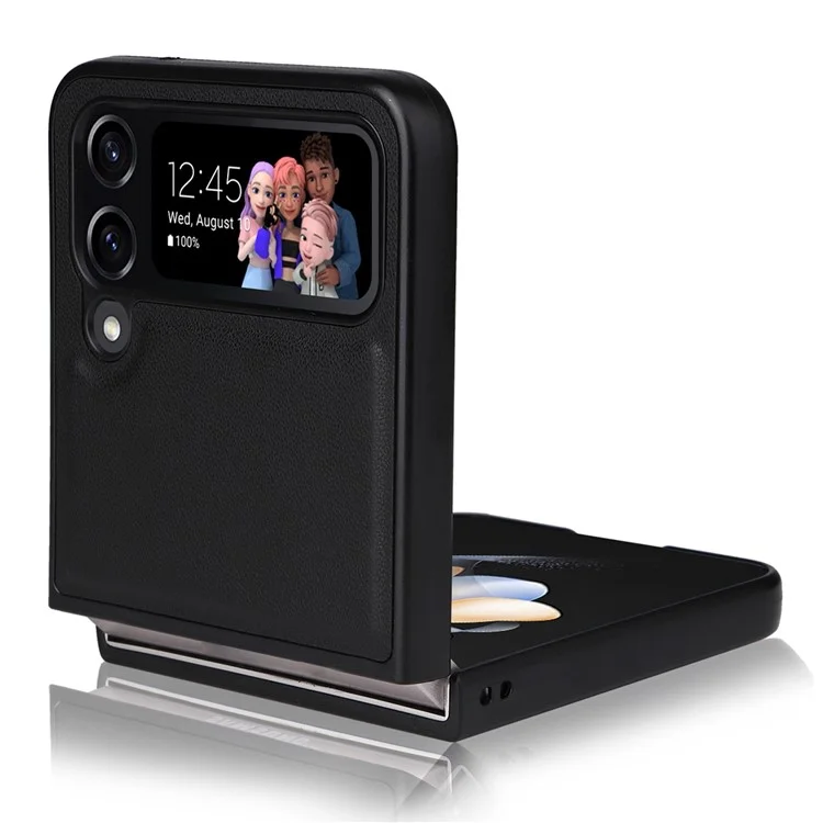 YIKATU For Samsung Galaxy Z Flip4 5G Anti-drop Case Shockproof Phone Cover PU Leather + TPU Phone Protector - Black