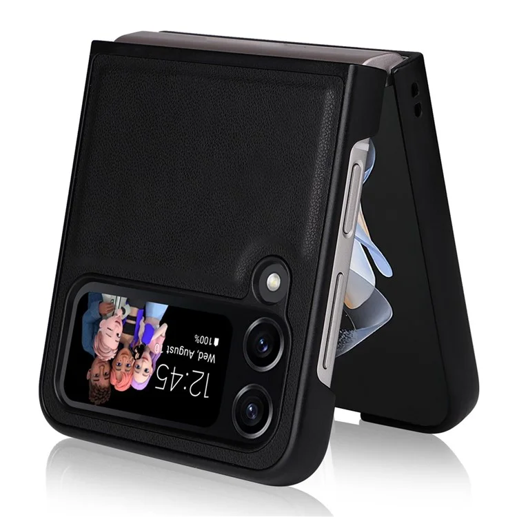 YIKATU For Samsung Galaxy Z Flip4 5G Anti-drop Case Shockproof Phone Cover PU Leather + TPU Phone Protector - Black