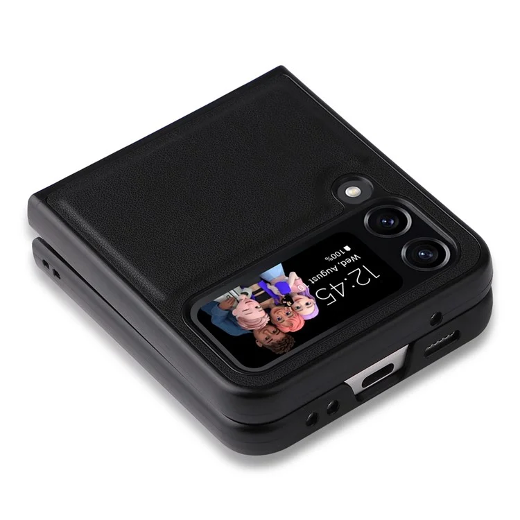 YIKATU For Samsung Galaxy Z Flip4 5G Anti-drop Case Shockproof Phone Cover PU Leather + TPU Phone Protector - Black