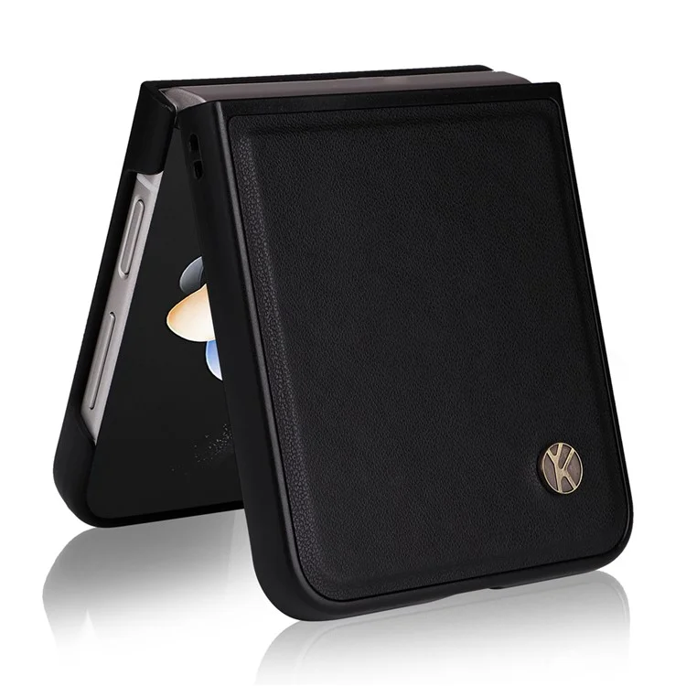 YIKATU For Samsung Galaxy Z Flip4 5G Anti-drop Case Shockproof Phone Cover PU Leather + TPU Phone Protector - Black