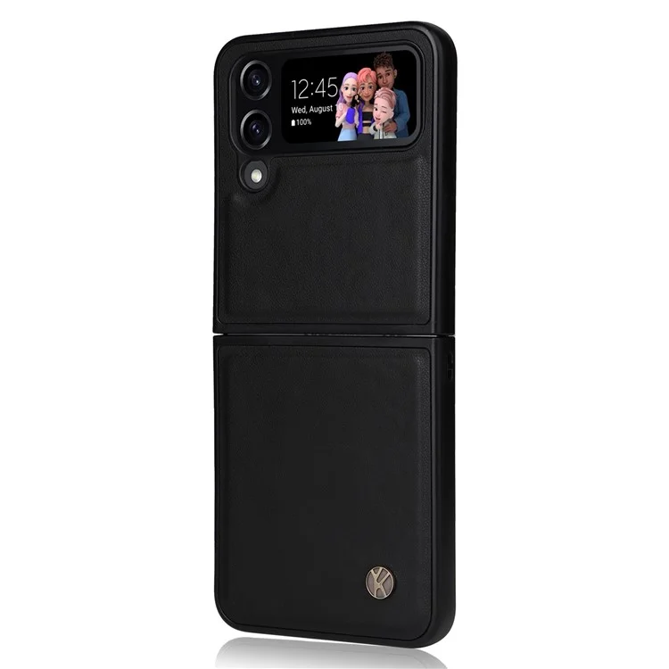 YIKATU For Samsung Galaxy Z Flip4 5G Anti-drop Case Shockproof Phone Cover PU Leather + TPU Phone Protector - Black