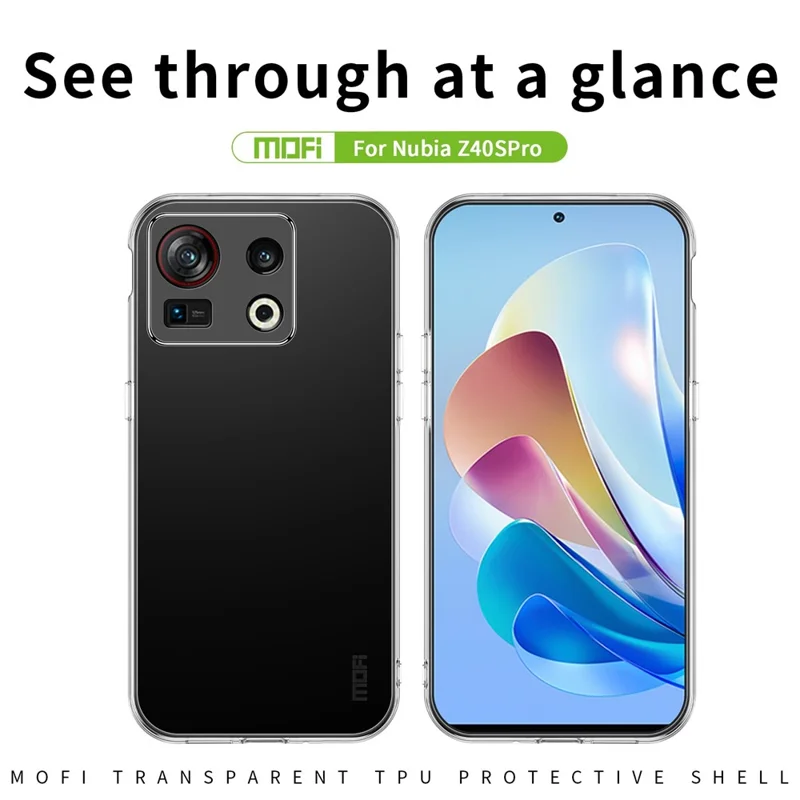MOFI för ZTE nubia Z40S Pro 5G Drop-säker Flexibel TPU-fodral Välskyddat Telefon Klart Fodral