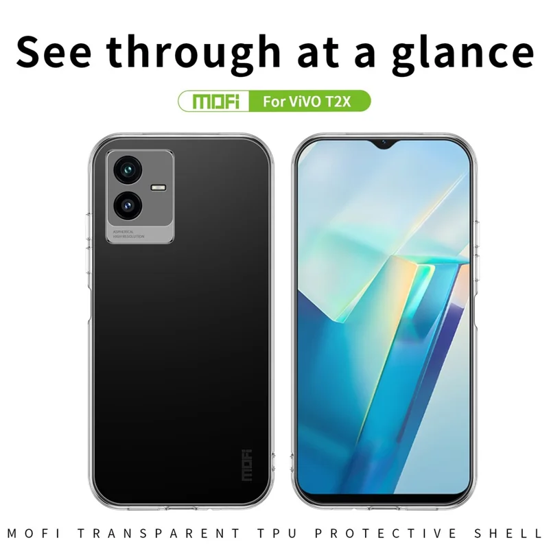 MOFI Phone Case for vivo T2x 5G, Soft TPU Anti-drop Scratch-resistant High Transparency Cover