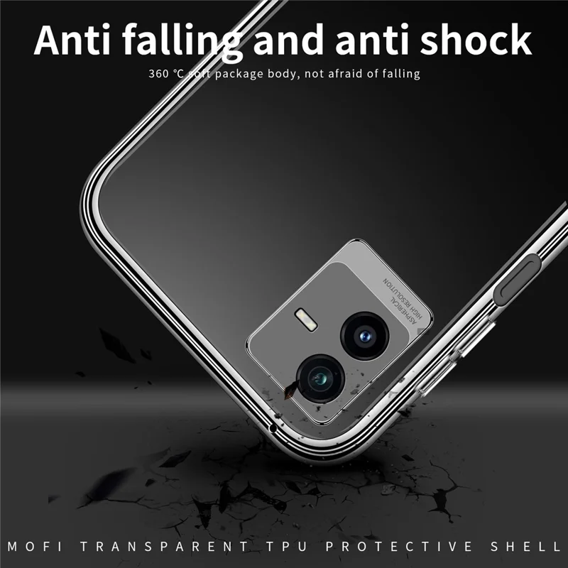 MOFI Phone Case for vivo T2x 5G, Soft TPU Anti-drop Scratch-resistant High Transparency Cover