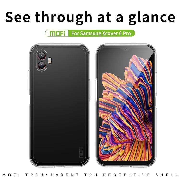 MOFI Pour Samsung Galaxy Xcover6 Pro 5G Étui en TPU flexible résistant aux chocs Bien protégé Couvre-téléphone anti-rayures transparent