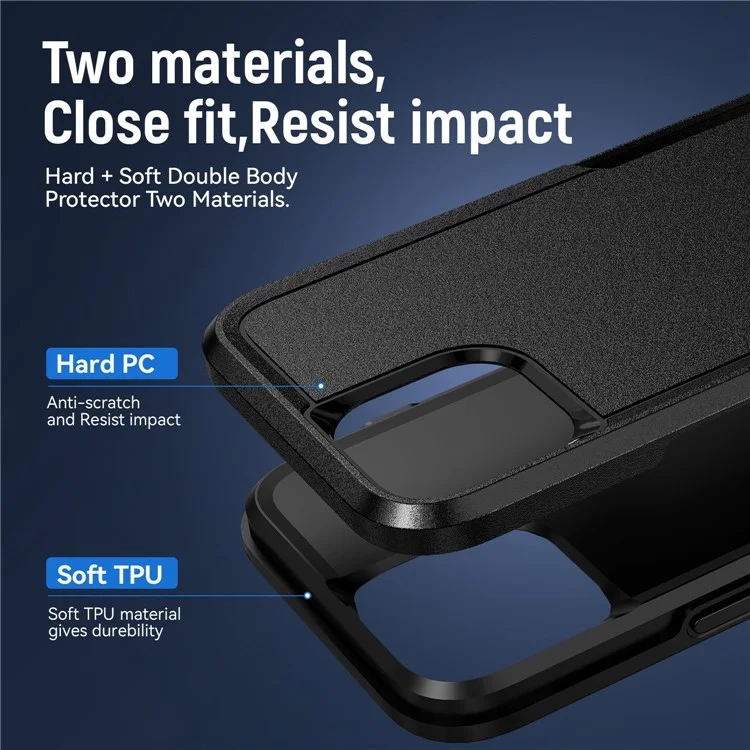 Cellphone Case for iPhone 14 Pro Max 6.7 inch, Scratch Proof PC + TPU Phone Cover Back Protector Case - Black