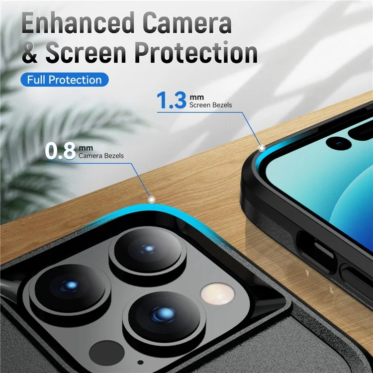 Cellphone Case for iPhone 14 Pro Max 6.7 inch, Scratch Proof PC + TPU Phone Cover Back Protector Case - Black