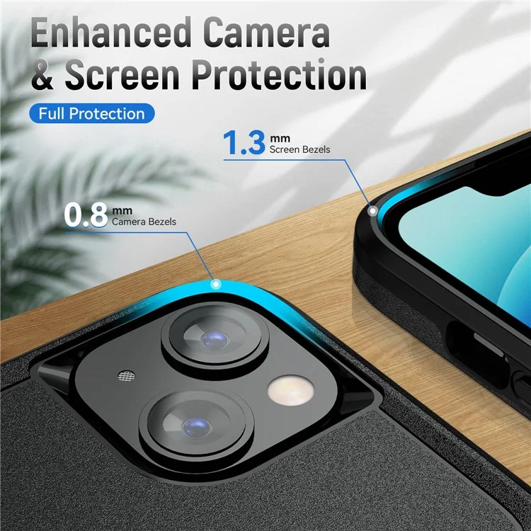 For iPhone 14 6.1 inch Shockproof Case PC + TPU Anti-Scratch Slim Cover Anti-Drop Phone Case with Kickstand - Black