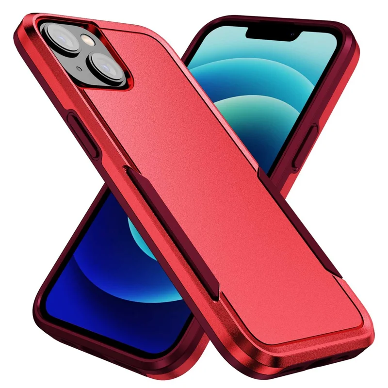 Shockproof Case for iPhone 14 6.1 inch, PC + TPU Phone Cover Anti-drop Back Protector Case - Red