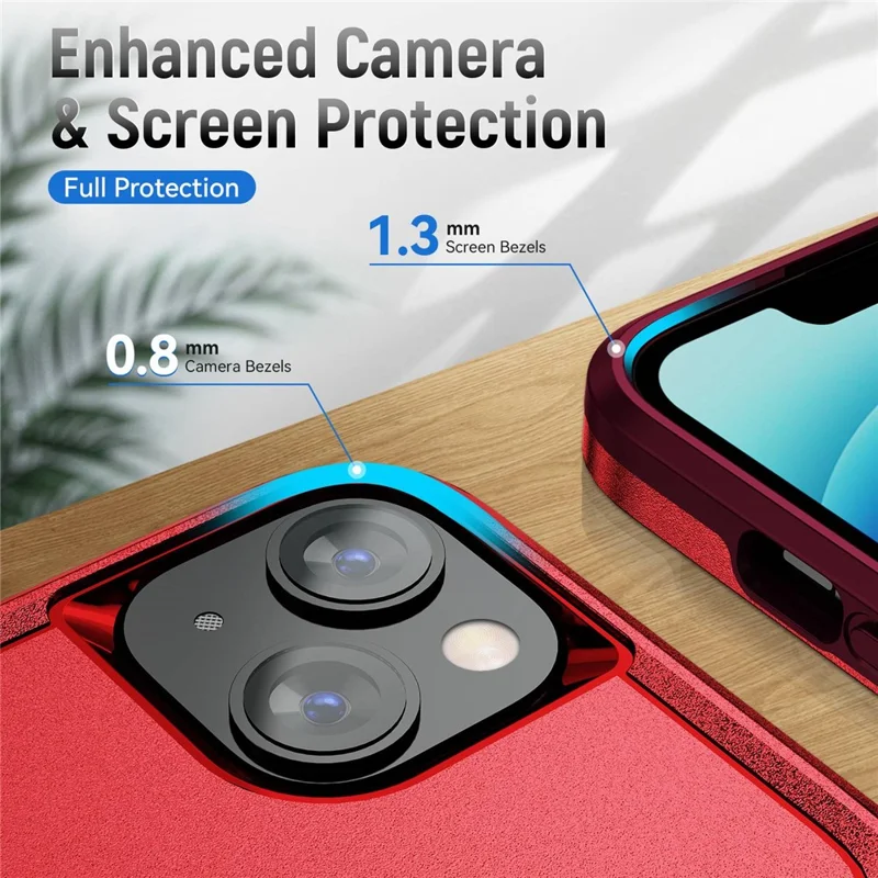 Shockproof Case for iPhone 14 6.1 inch, PC + TPU Phone Cover Anti-drop Back Protector Case - Red